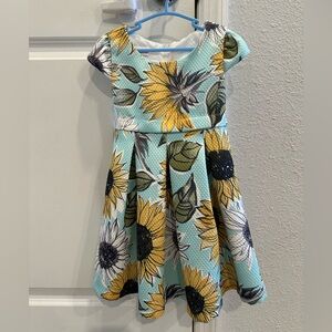 Bonnie Jean Sunflower Print Dress - Yellow, Green, White
